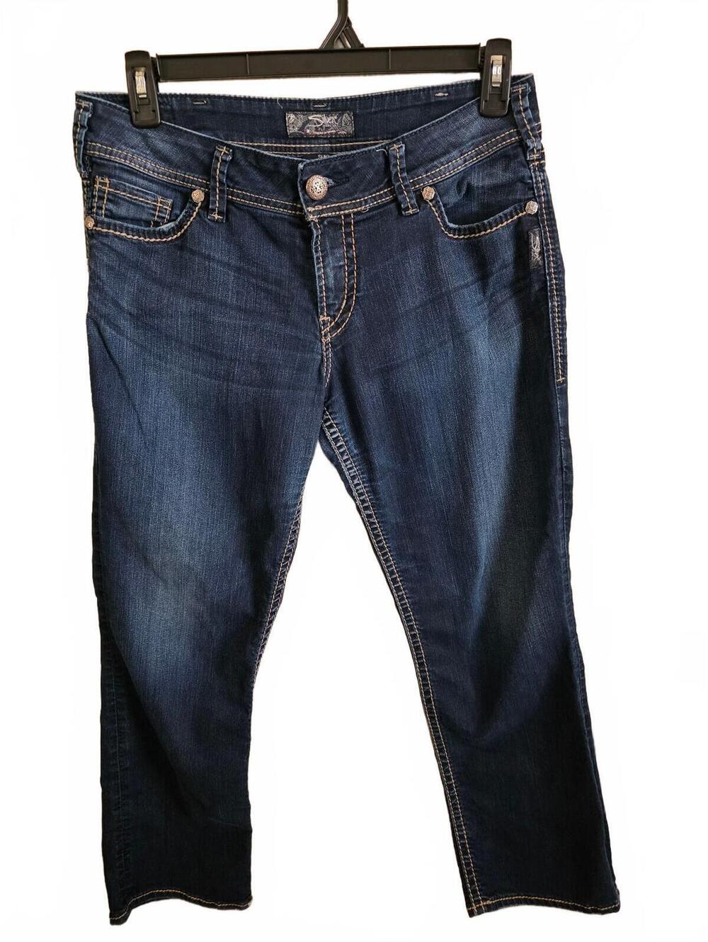 Silver Jeans Co. Suki Capri Dark Blue Denim Jeans Size 31 Waist